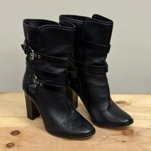 Coach size 6B black leather Alexandra heeled mid calf boots
